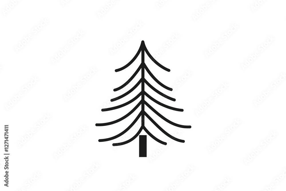 Obraz premium Minimalist Pine Tree Line Art Logo: Nature, Evergreen, Conifer, Forest, Simple, Elegant, Vector Graphic, Symbol, Icon, Design Element, Branding, Nature Logo, Eco-Friendly, Sustainable, Wilderness,