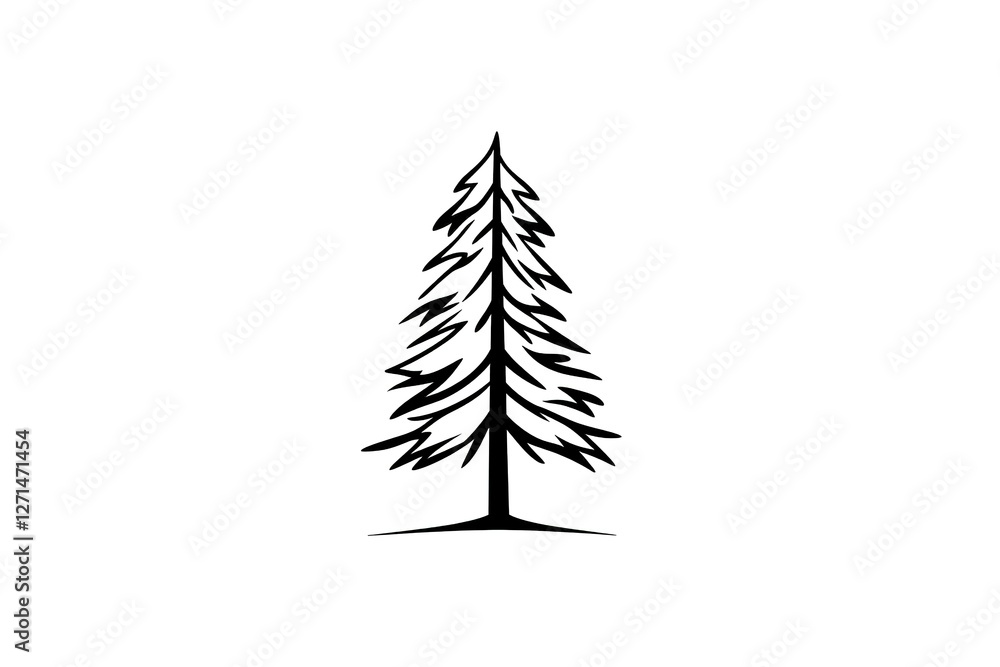 Fototapeta premium Minimalist Pine Tree Logo: Simple Line Art Vector Design for Nature, Eco, and Holiday Branding. Perfect for websites, apps, and social media. Clean, modern, and versatile evergreen iconography. calm 