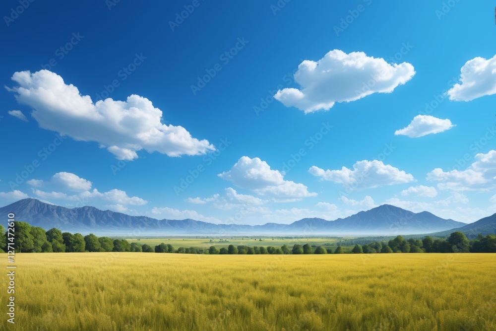 Obraz premium there is a field of grass with mountains in the background
