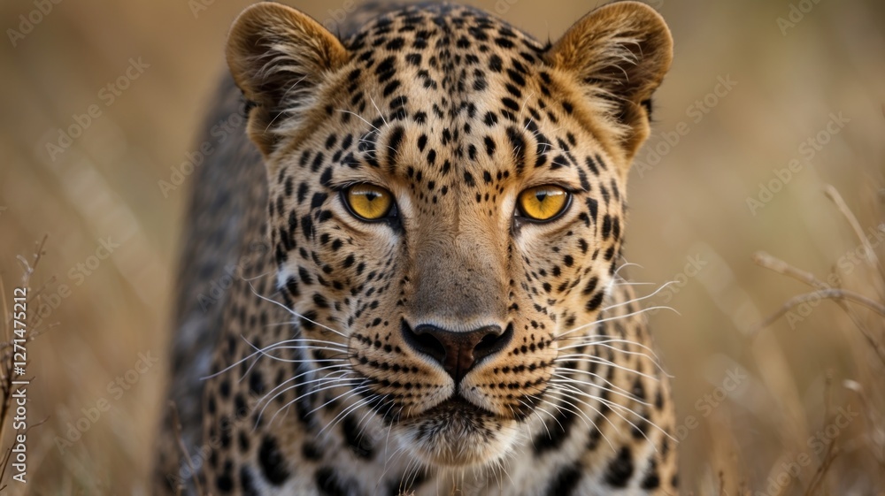 Obraz premium Close up of leopard face, look at camera
