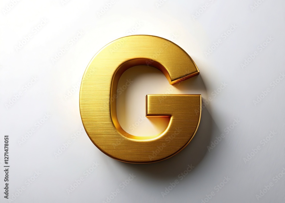 Gold letter 'G' in minimalist abstract style against white. Gold letter 'G' in minimalist abstract style against white.