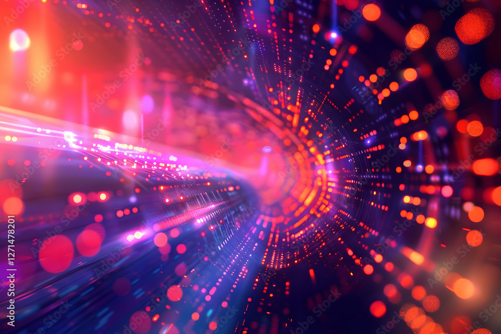 Obraz premium Abstract vibrant light trails swirling in a digital space, creating a sense of motion and energy