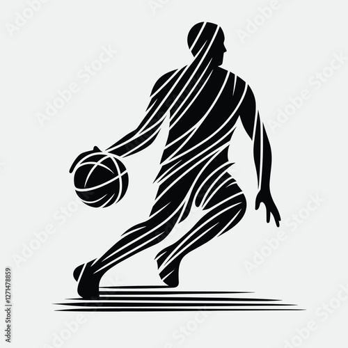 Dynamic Basketball Player Illustration in Motion - Sports Art