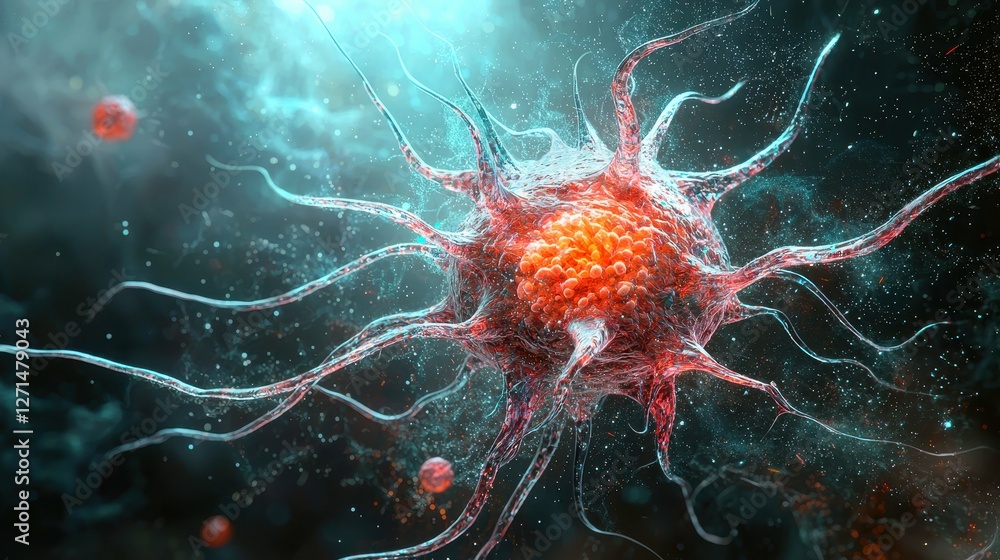 Detailed Microscopic View of a Diseased Cell Structure in Detail Detailed Microscopic View of a Diseased Cell Structure in Detail
