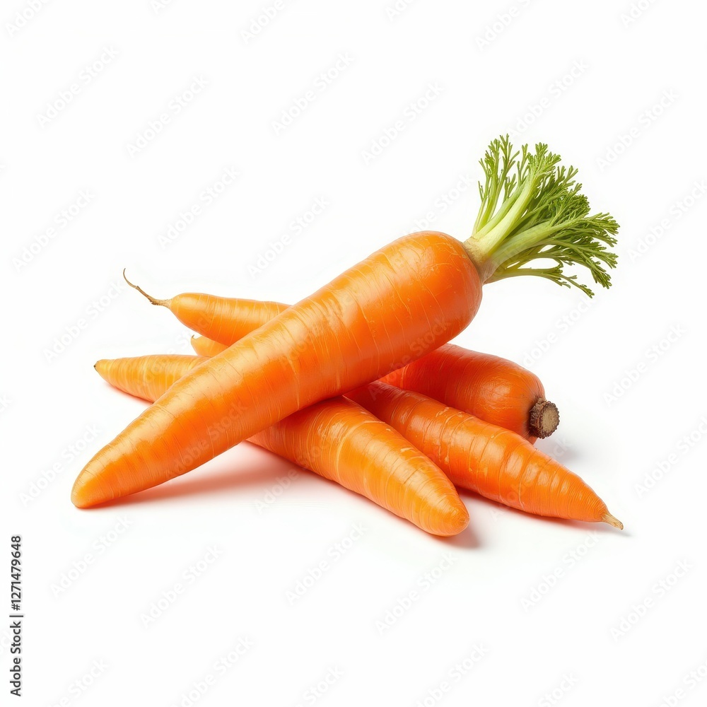 Fresh and Vibrant Carrots Displayed in an Appealing Still Life Arrangement on a White Background Fresh and Vibrant Carrots Displayed in an Appealing Still Life Arrangement on a White Background