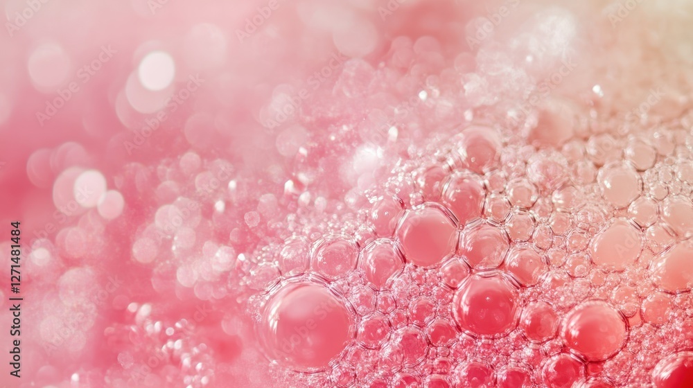 Abstract close-up of pink bubbles and bokeh lights, creating a soft, dreamy texture. Abstract close-up of pink bubbles and bokeh lights, creating a soft, dreamy texture.