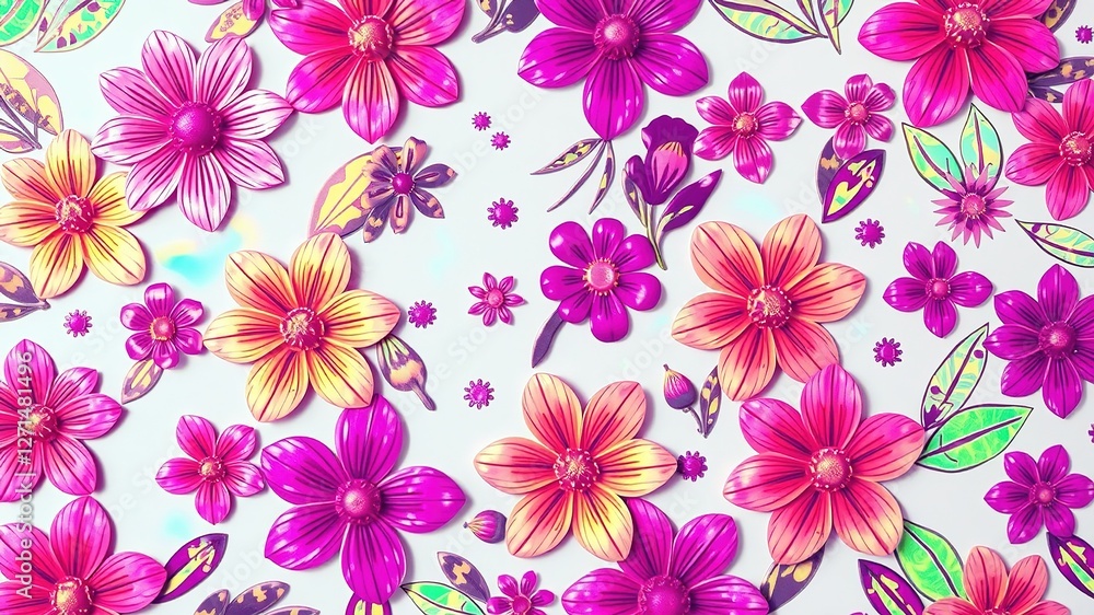 Holographic Hues: A Paint Symphony on Floral Canvas Holographic Hues: A Paint Symphony on Floral Canvas