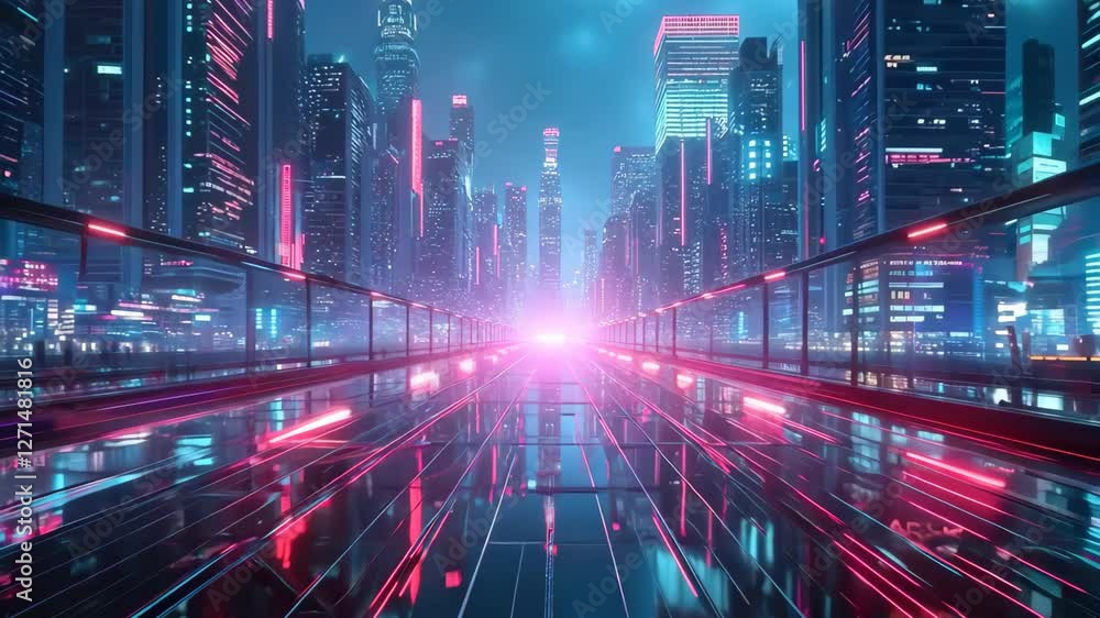Futuristic Urban Cityscape with Neon Lights and Glow Effects Futuristic Urban Cityscape with Neon Lights and Glow Effects