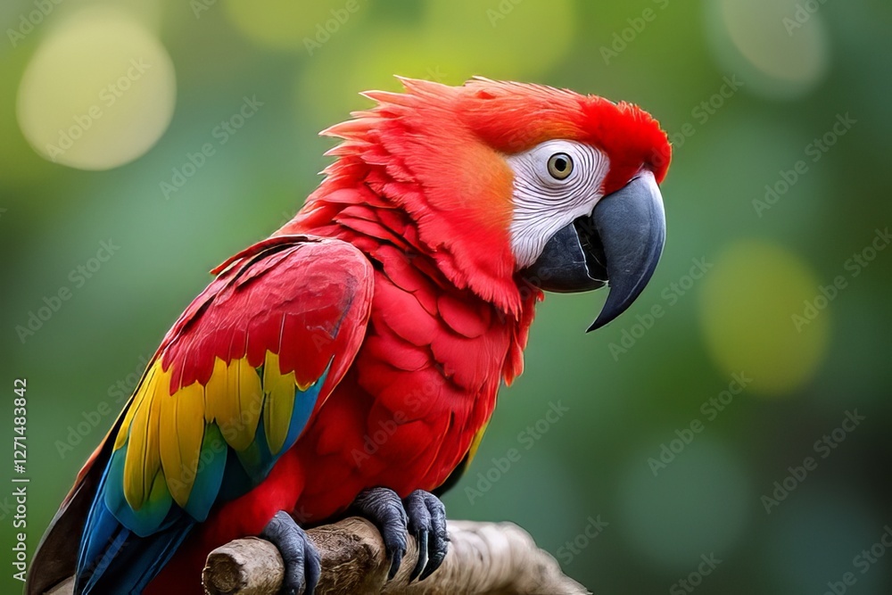 Close-up of a Colorful Macaw Parrot on a Branch Close-up of a Colorful Macaw Parrot on a Branch
