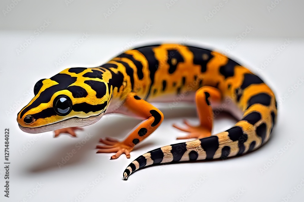 Close-up of a Colorful Leopard Gecko with Orange and Black Patterns Close-up of a Colorful Leopard Gecko with Orange and Black Patterns