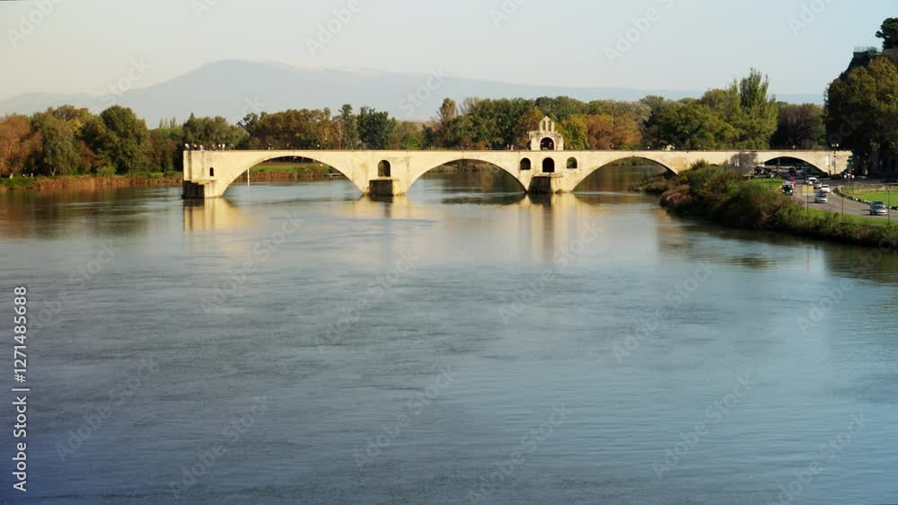 The bridge over the river Rhone Pont Saint-Bénézet or Pont d'Avignon is an important landmark in Avignon France The bridge over the river Rhone Pont Saint-Bénézet or Pont d'Avignon is an important landmark in Avignon France