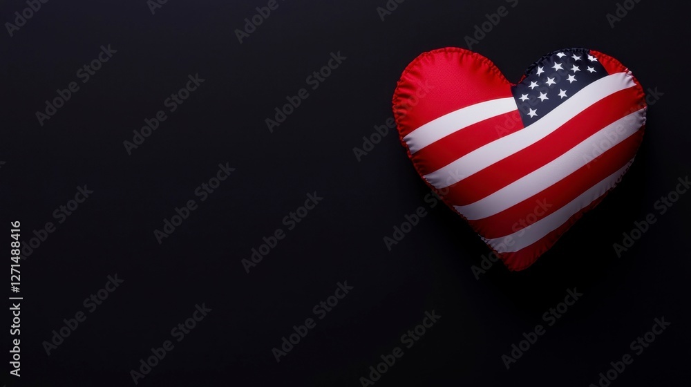 Obraz premium American Flag Heart Patriotic Symbol of Love and Pride in United States of America Decoration