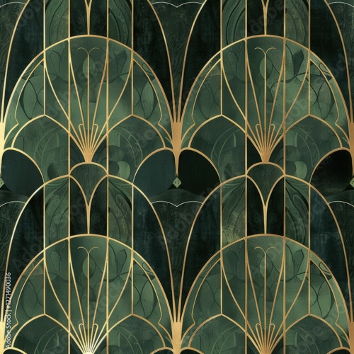 Elegant green art deco pattern design