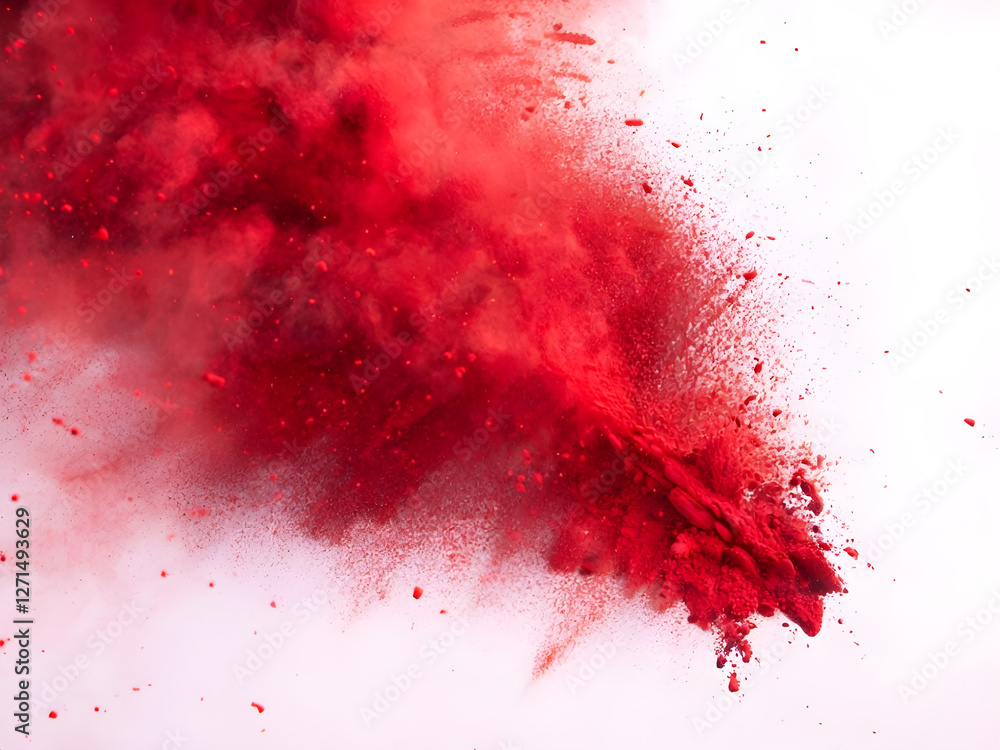 Red powder explosion isolated on white background. Red powder explosion isolated on white background.