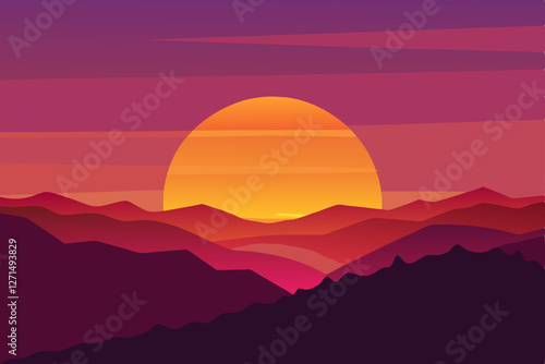 sunset in mountains