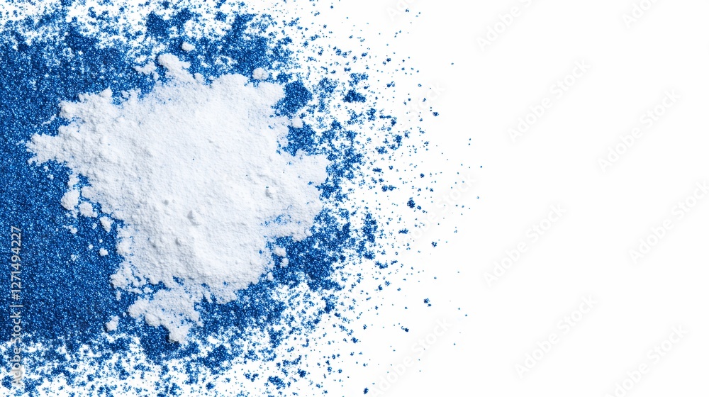 Colorful Display of Blue and White Powders Arranged Innovatively on a Clean Surface Colorful Display of Blue and White Powders Arranged Innovatively on a Clean Surface