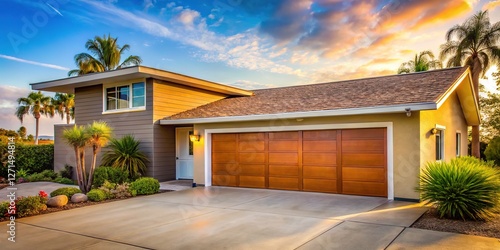 Sleek San Diego home, minimalist garage, and durable roof tiles.