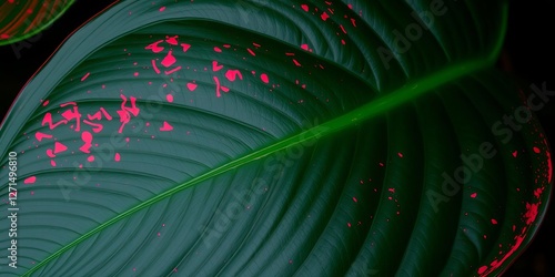 Colorful abstract texture of spathiphyllum cannifolium leaves on a dark tropical background, texture, tone, dark photo