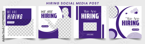 Join our team banners. We are hiring communication poster, help wanted advertising banner with speaker and vacant badge. Hr recruiting hire, vacancy job offer isolated vector signs set