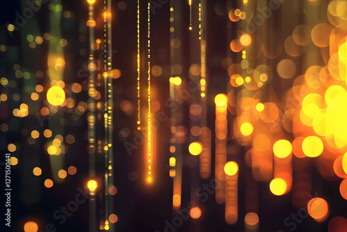 Abstract light patterns with golden bokeh effects creating a dreamy atmosphere
