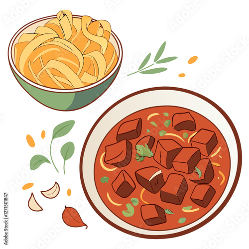 Hungarian Goulash with Beef and Paprika Sauce. Perfect for: Hungarian national holidays, cozy winter meals, rustic European cuisine promotions