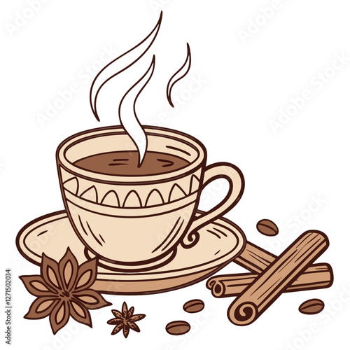 Indian Masala Chai in Traditional Clay Cup. Perfect for: Indian tea houses, winter beverage promotions, Diwali celebrations