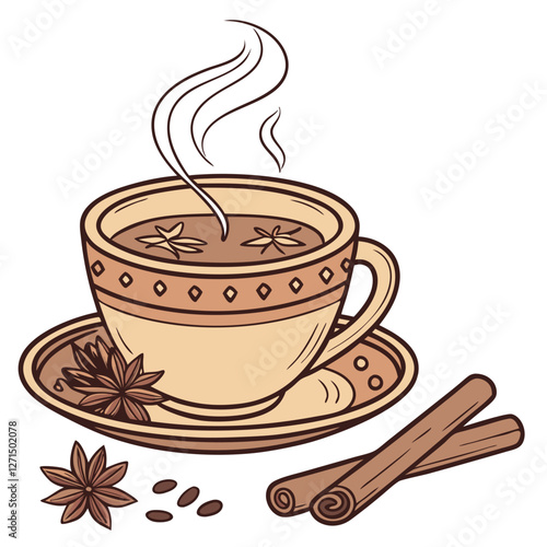 Indian Masala Chai in Traditional Clay Cup. Perfect for: Indian tea houses, winter beverage promotions, Diwali celebrations