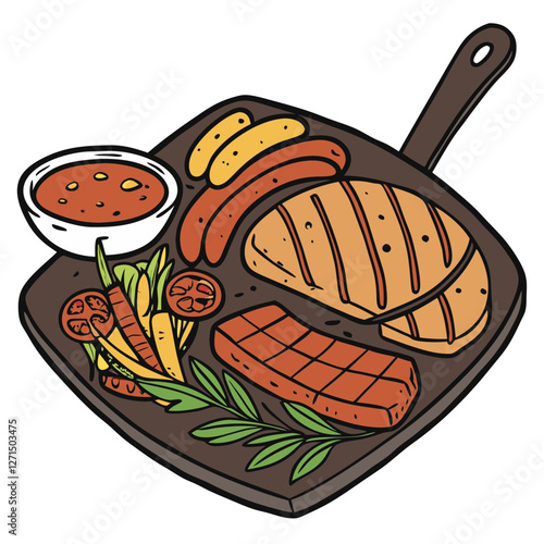 South African Braai Platter with Grilled Meats. Perfect for: South African food promotions, BBQ events, outdoor gatherings