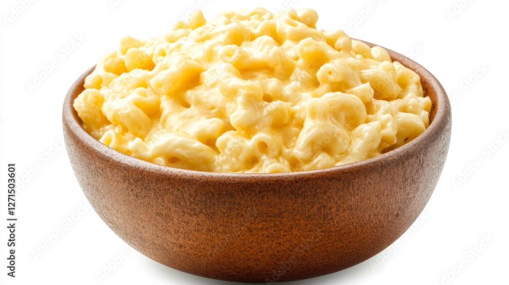 Creamy mac and cheese in a bowl, isolated on white background Creamy mac and cheese in a bowl, isolated on white background