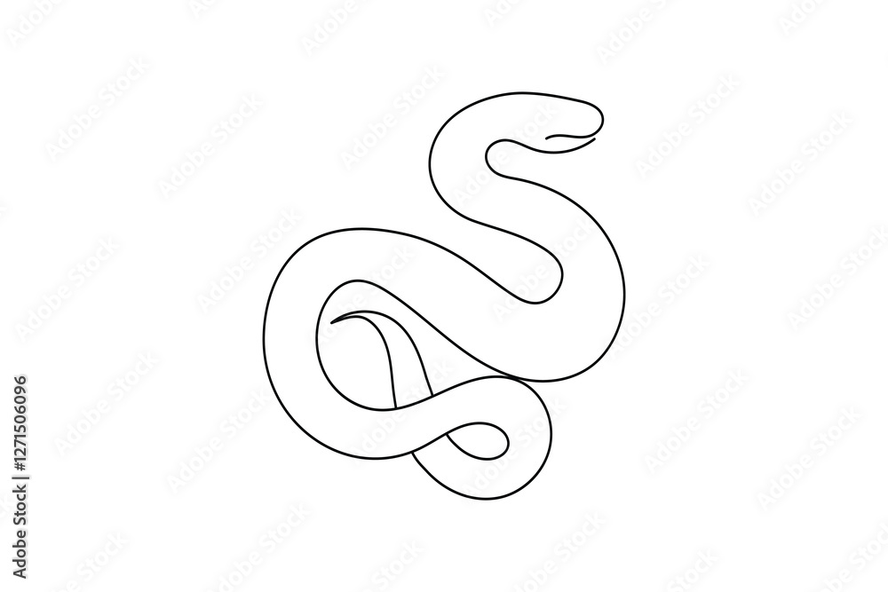 Obraz premium Snake continuous one line drawing and minimalist style isolate outline vector icon