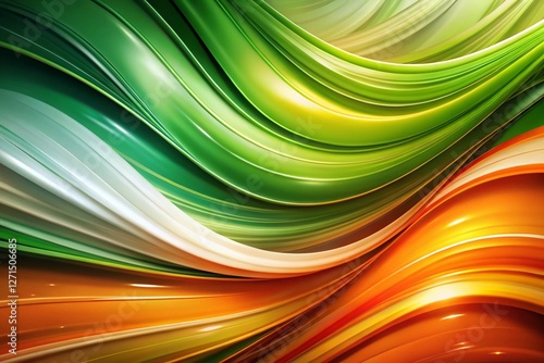 Abstract Green Orange White Background Fluid Shapes Modern Design