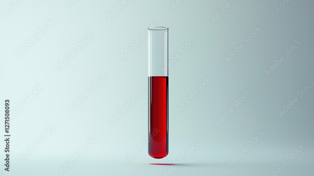 Test tube filled with crimson liquid Test tube filled with crimson liquid