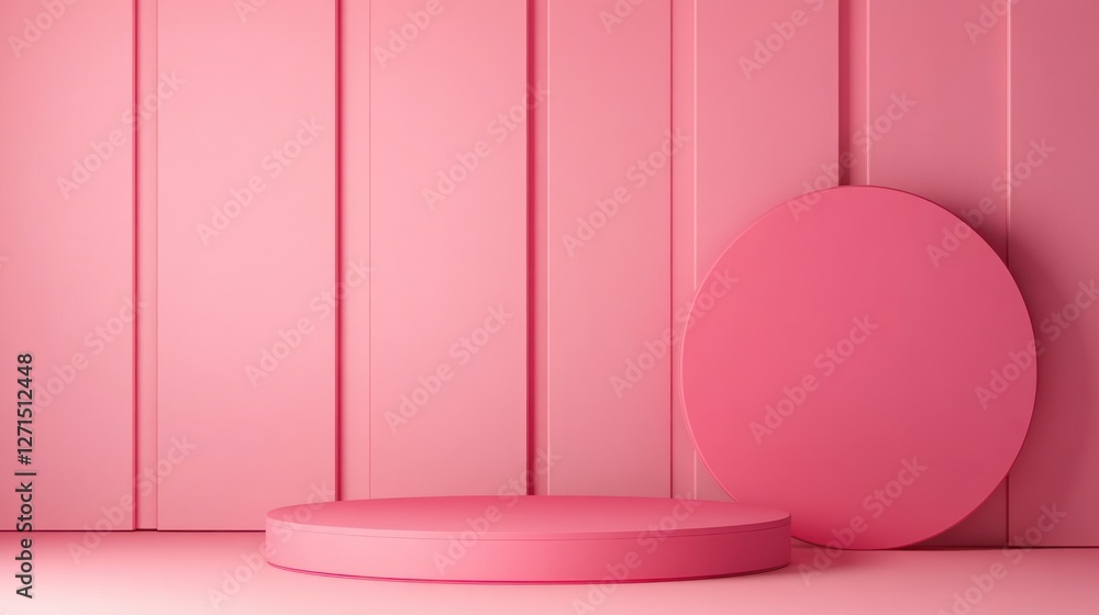 This 3D rendered podium background showcases a pink color scheme perfect for Valentine's Day promotions. The minimalistic design allows for ample copy space making it ideal for displaying products This 3D rendered podium background showcases a pink color scheme perfect for Valentine's Day promotions. The minimalistic design allows for ample copy space making it ideal for displaying products