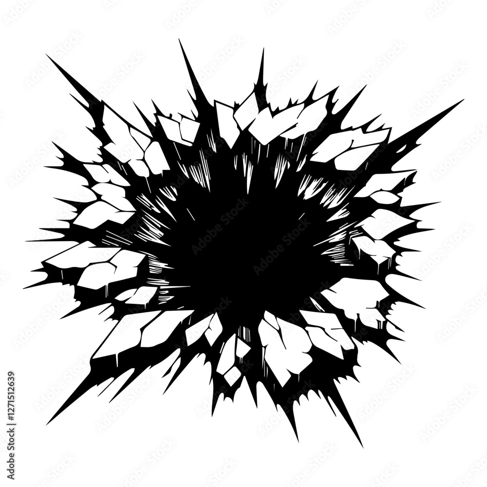 Crack and black hole in the wall or on the ground vector flat design Crack and black hole in the wall or on the ground vector flat design