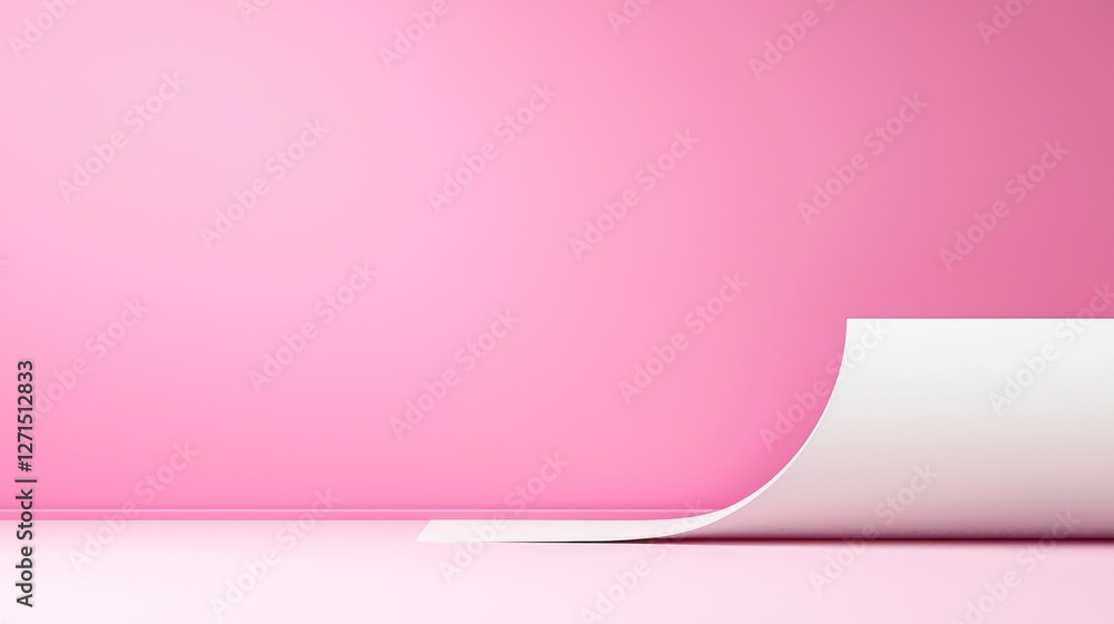 White Paper Curl on Pink Background White Paper Curl on Pink Background