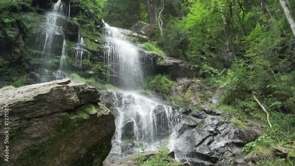 Majestic Zweribach Waterfall in the heart of the Black Forest – roaring natural wonder with moss-covered rocks, clear water, and an idyllic forest landscape Majestic Zweribach Waterfall in the heart of the Black Forest – roaring natural wonder with moss-covered rocks, clear water, and an idyllic forest landscape