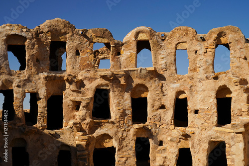 Ksar Tounket, villaggio fortificato Berbero composto da granai e abitazioni costruiti all'interno di un muro di cinta difensivo. photo