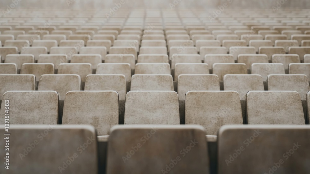 Fototapeta premium Empty stadium seats, perspective view. Possible use Stock photo for architectural or event planning