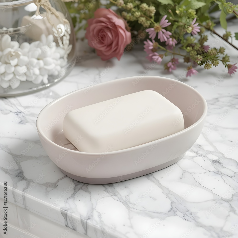 Soft-touch silicone soap dish on a white background. Generative AI Soft-touch silicone soap dish on a white background. Generative AI