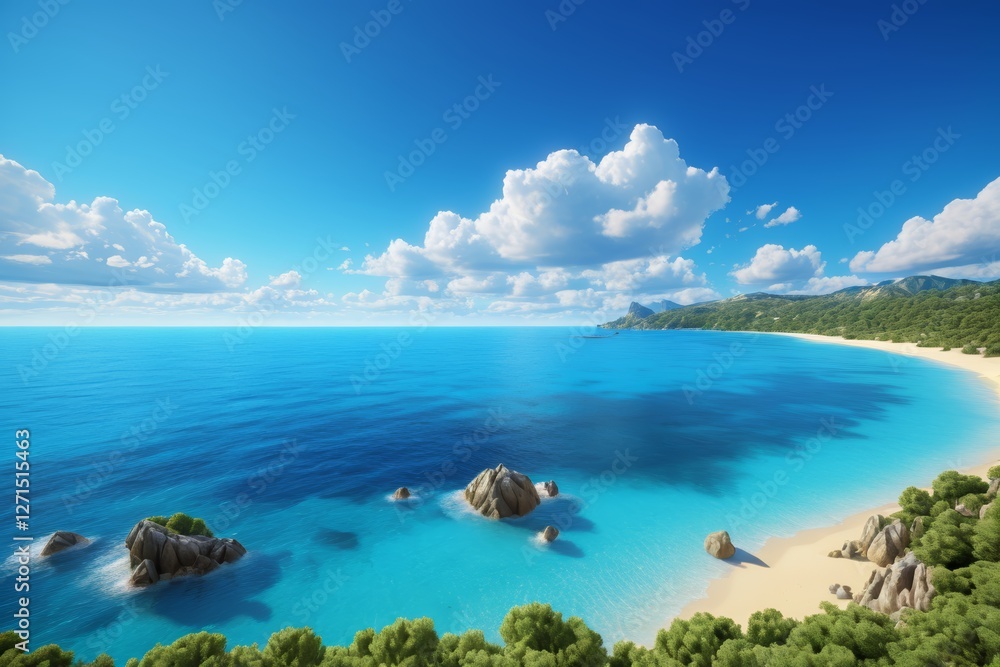 Fototapeta premium there is a beach with a lot of water and rocks