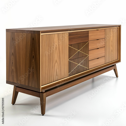 modern wooden art work furniture on isolated white