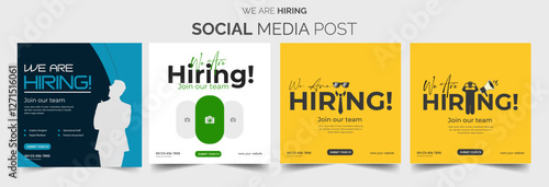 Recruitment advertising template. Recruitment Poster, Job hiring poster, social media, banner, flyer. Digital announcement job vacancies layout