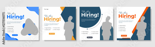 Recruitment advertising template. Recruitment Poster, Job hiring poster, social media, banner, flyer. Digital announcement job vacancies layout