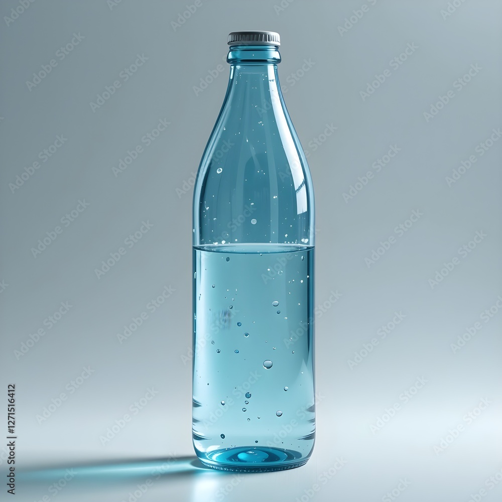 Glass water bottle on a white background. Generative AI Glass water bottle on a white background. Generative AI