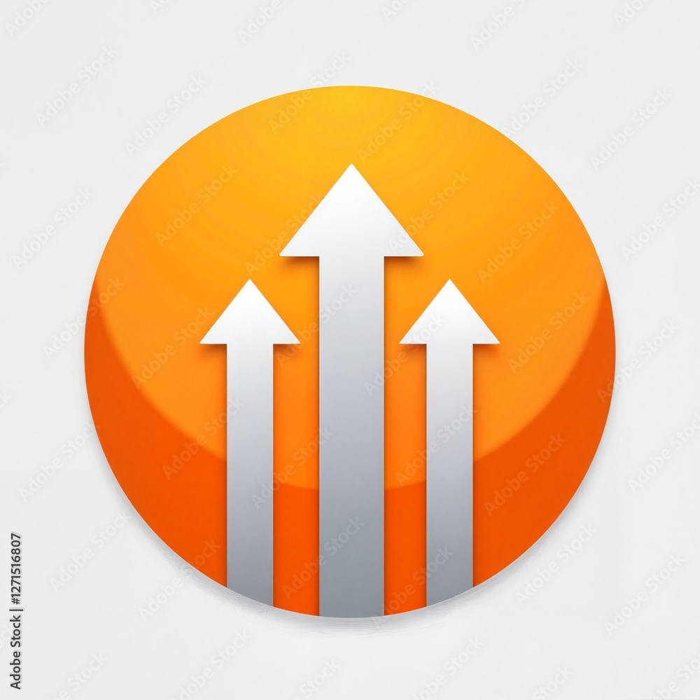 Orange arrow logo design with three upward arrows Orange arrow logo design with three upward arrows