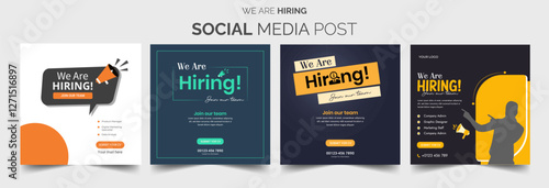 Recruitment advertising template. Recruitment Poster, Job hiring poster, social media, banner, flyer. Digital announcement job vacancies layout