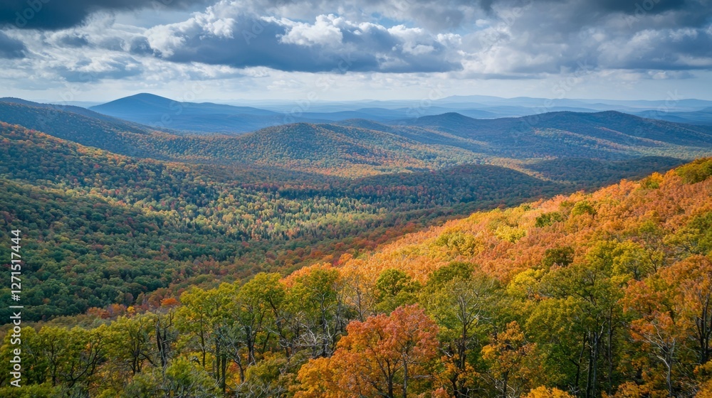 Scenic Autumn Landscape with Vibrant Foliage in Serene Mountains Scenic Autumn Landscape with Vibrant Foliage in Serene Mountains