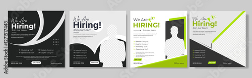 Recruitment advertising template. Recruitment Poster, Job hiring poster, social media, banner, flyer. Digital announcement job vacancies layout