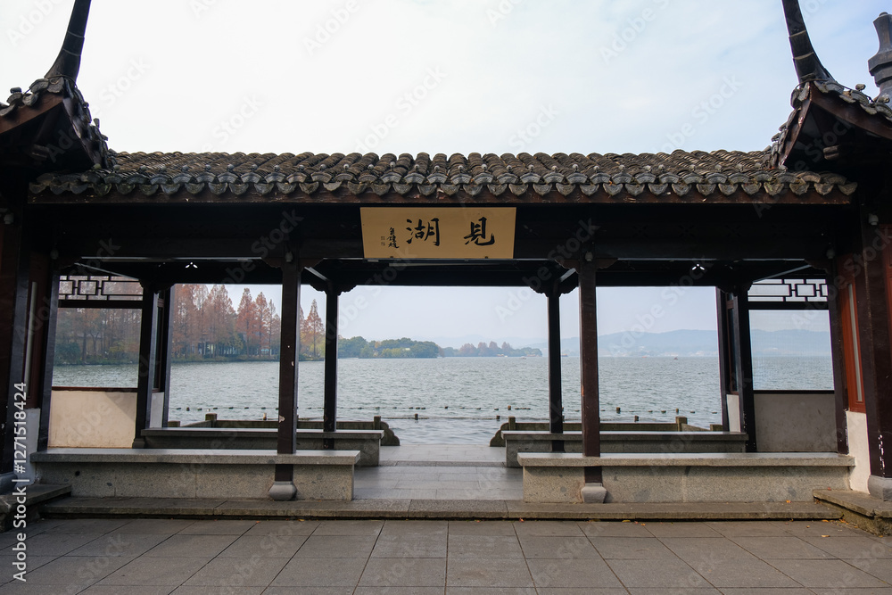 中国 浙江省杭州市、世界遺産の西湖 見湖