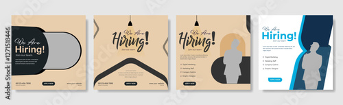 Recruitment advertising template. Recruitment Poster, Job hiring poster, social media, banner, flyer. Digital announcement job vacancies layout